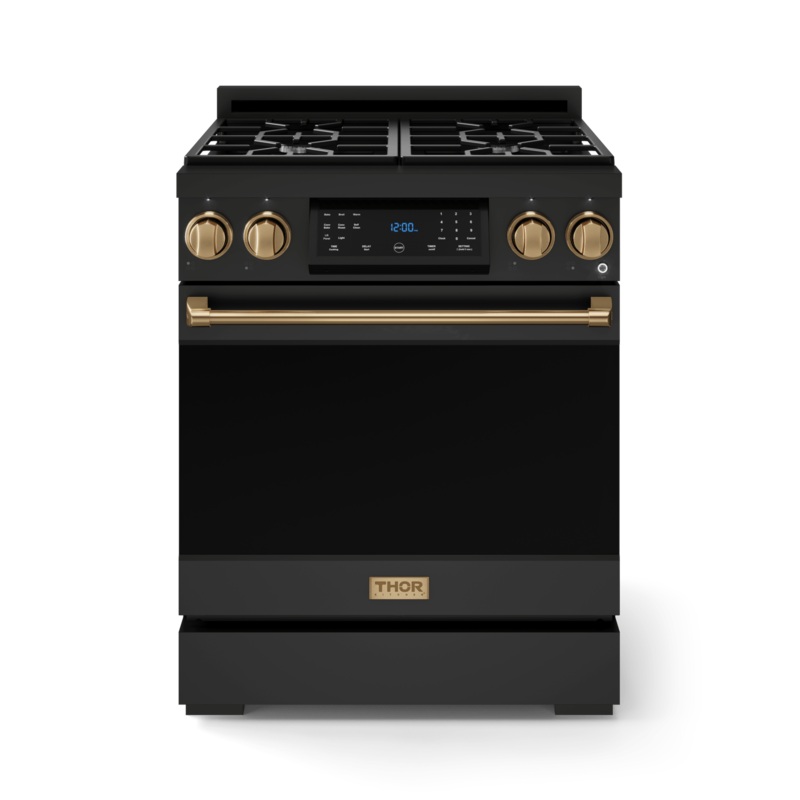 Thor Kitchen RSG30BBRZ 30 Inch Professional Gas Range With Tilt Panel Touch Control In Matte Black/Bronze Gordon Ramsay Series – Rsg30B-Brz