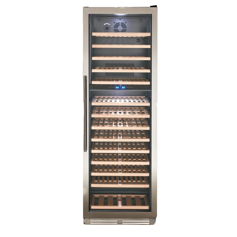 Avanti 154 Bottle DESIGNER Series Dual-Zone Wine Cooler – Stainless Steel with Black Cabinet / 154 Bottles