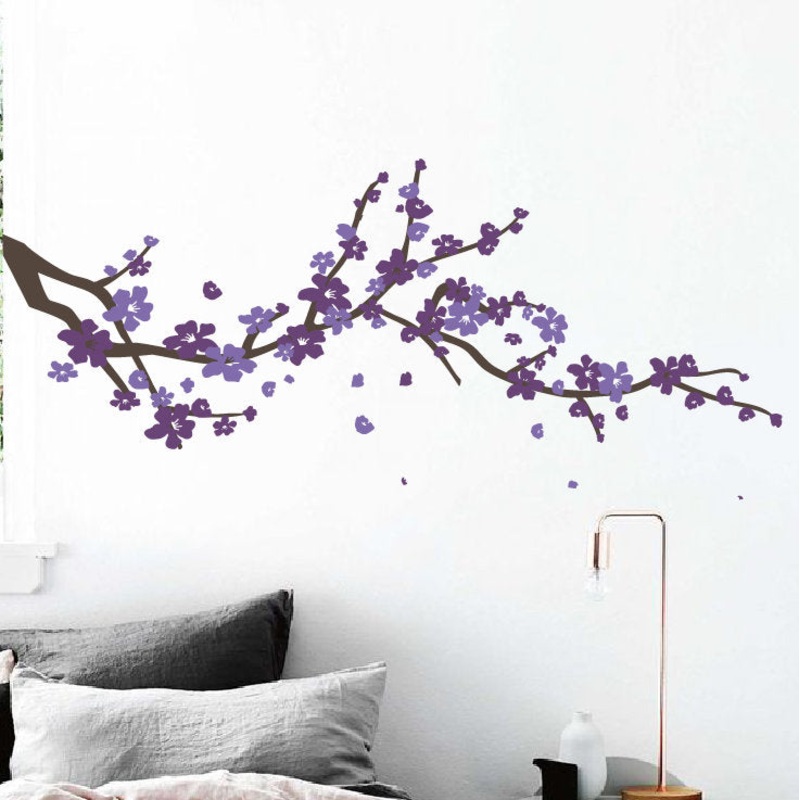 Cherry Blossom Branch Wall Decal Ophelia & Co. Color: Brown/Purple/Lavender Size: 19″ H x 48″ W x 0.01″ D