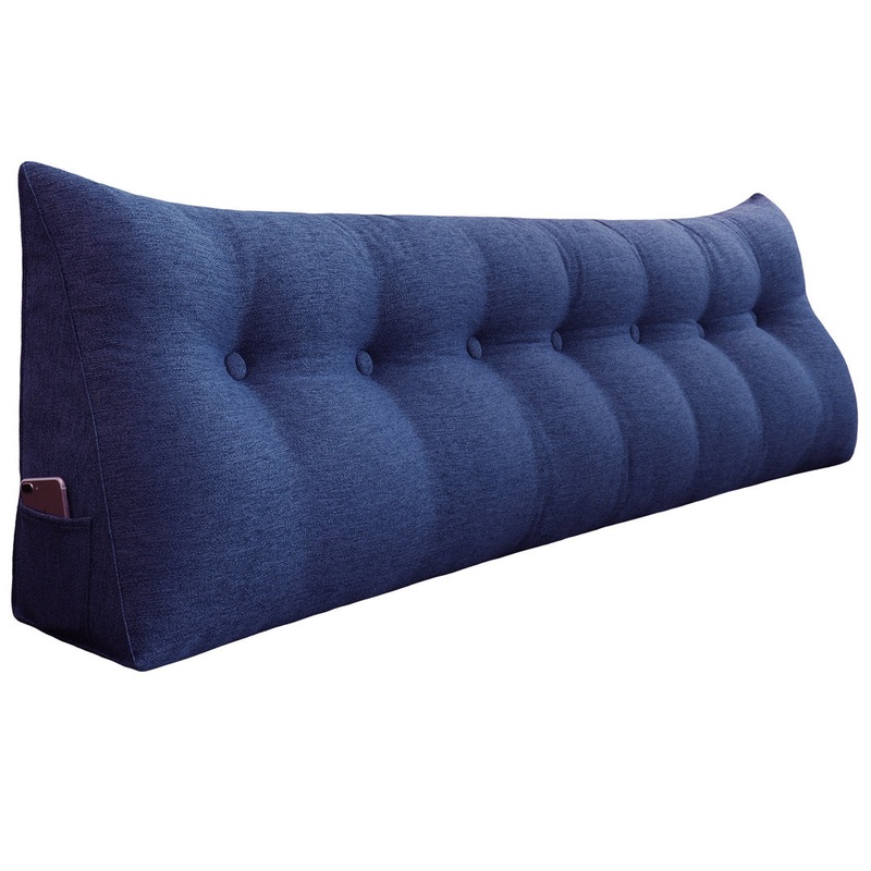 Sit-up Back Comfort Large Triangular Bolster Headboard Reading Wedge Pillow Versatile Bed Rest Positioning Support WOWMAX Color: Blue Size: 20″H x 76″W