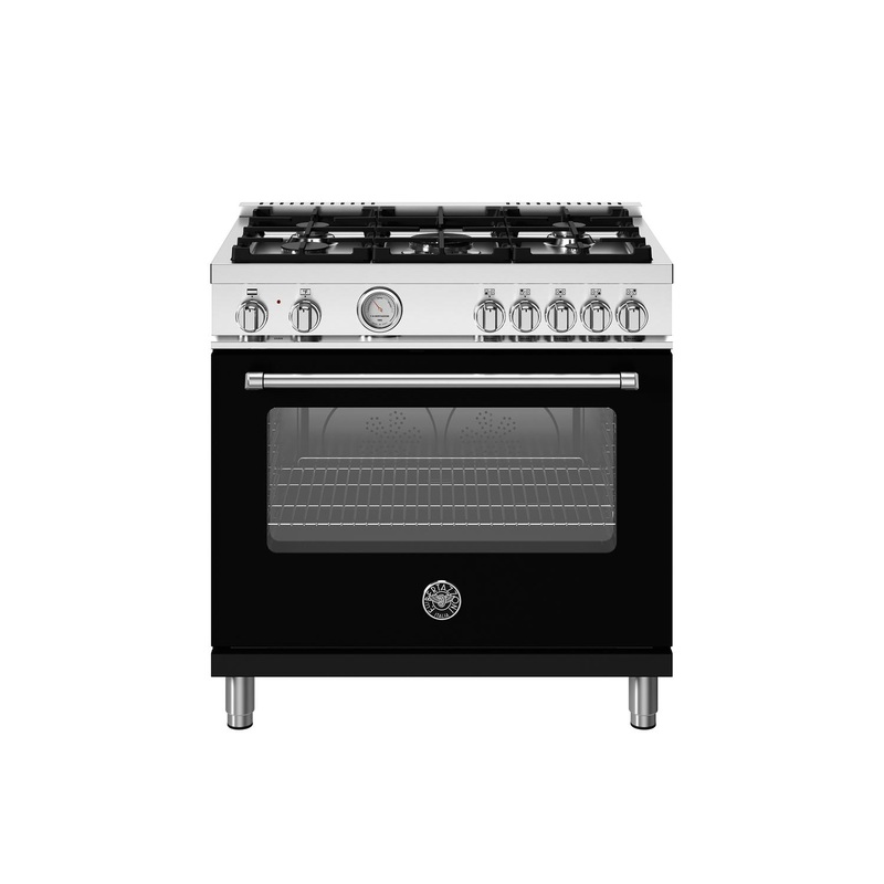 Bertazzoni MAS365DFMNEV 36 Inch Dual Fuel Range, 5 Burner, Electric Oven Nero Matt