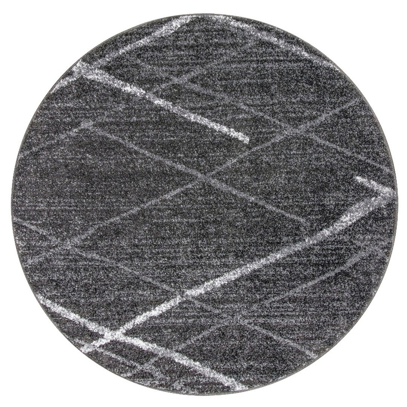 Amiia Abstract Power Loom Performance Dark Gray Rug Wrought Studio Rug Size: Round 6′