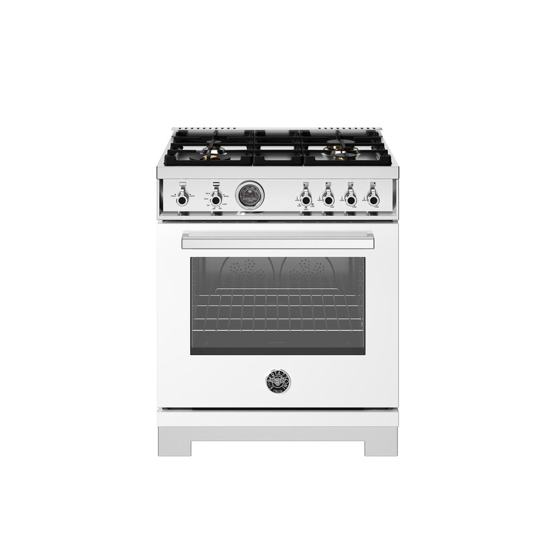 Bertazzoni PRO304BFGMBIT 30 Inch All Gas Range, 4 Brass Burners Bianco