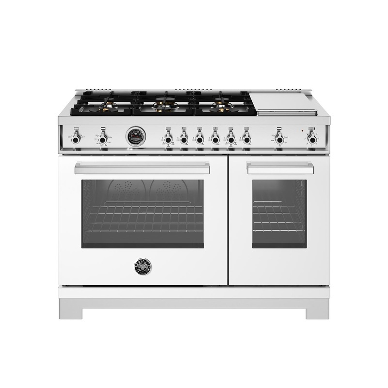 Bertazzoni PRO486BTFGMBIT 48 Inch All-Gas Range 6 Brass Burners And Griddle Bianco