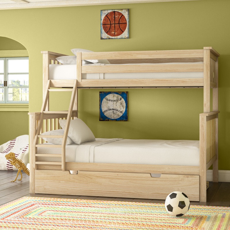 Bolles Solid Wood Standard Bunk Bed with Trundle Harriet Bee Bed Frame Color: Natural Size: Twin over Twin