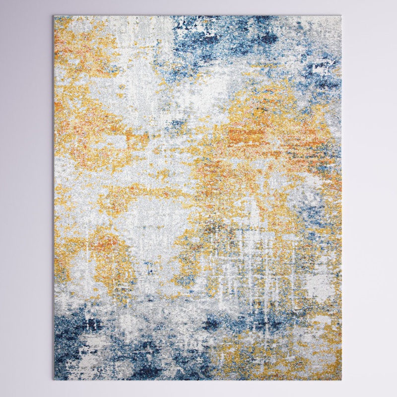 Coughlin Yellow/White/Blue Area Rug Hashtag Home Rug Size: Rectangle 8’6″ x 11’6″