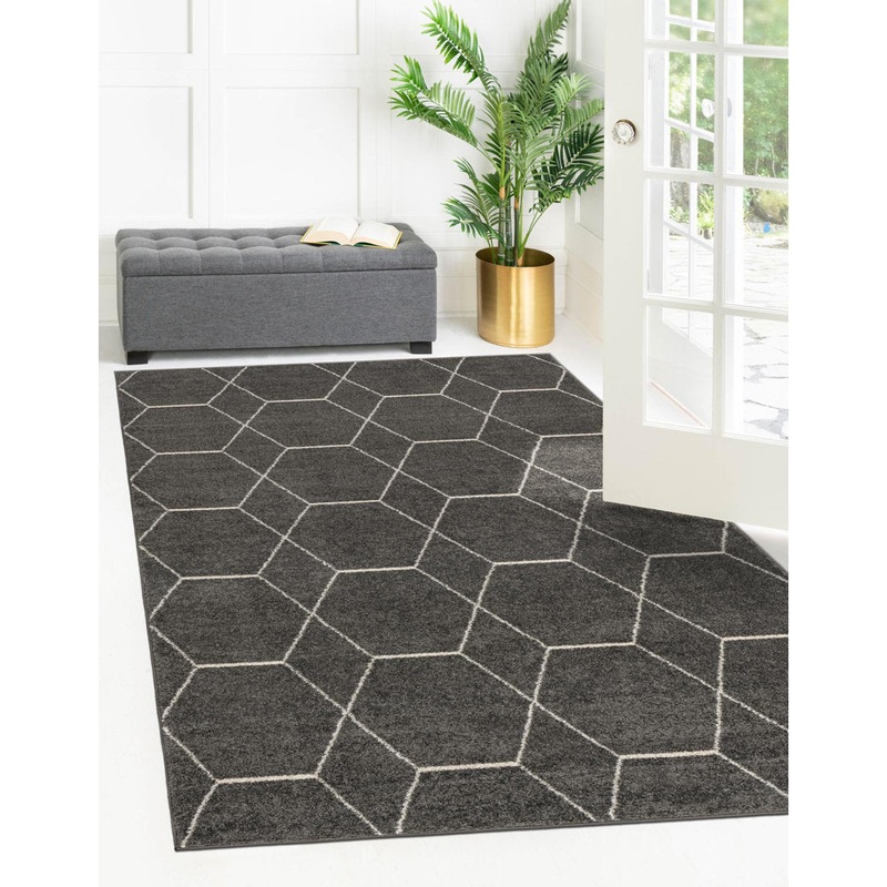 Debrodie Geometric Dark Gray Area Rug George Oliver Rug Size: Rectangle 10′ x 13′