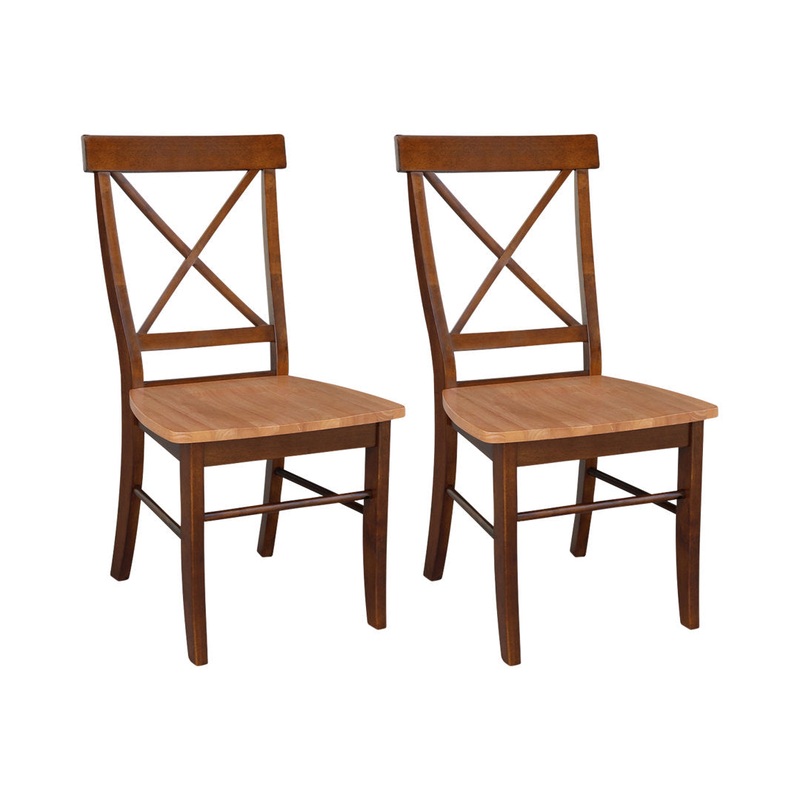 Solid Wood Cross Back Side Chair (Set of 2) August Grove Color: Cinnamon/Espresso