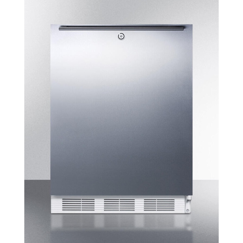 Summit AL650LSSHH Freestanding Ada Compliant Refrigerator-Freezer For General Purpose Use, W/Dual Evaporator Cooling, Lock, Ss Door, Horizontal Handle, White Cabinet