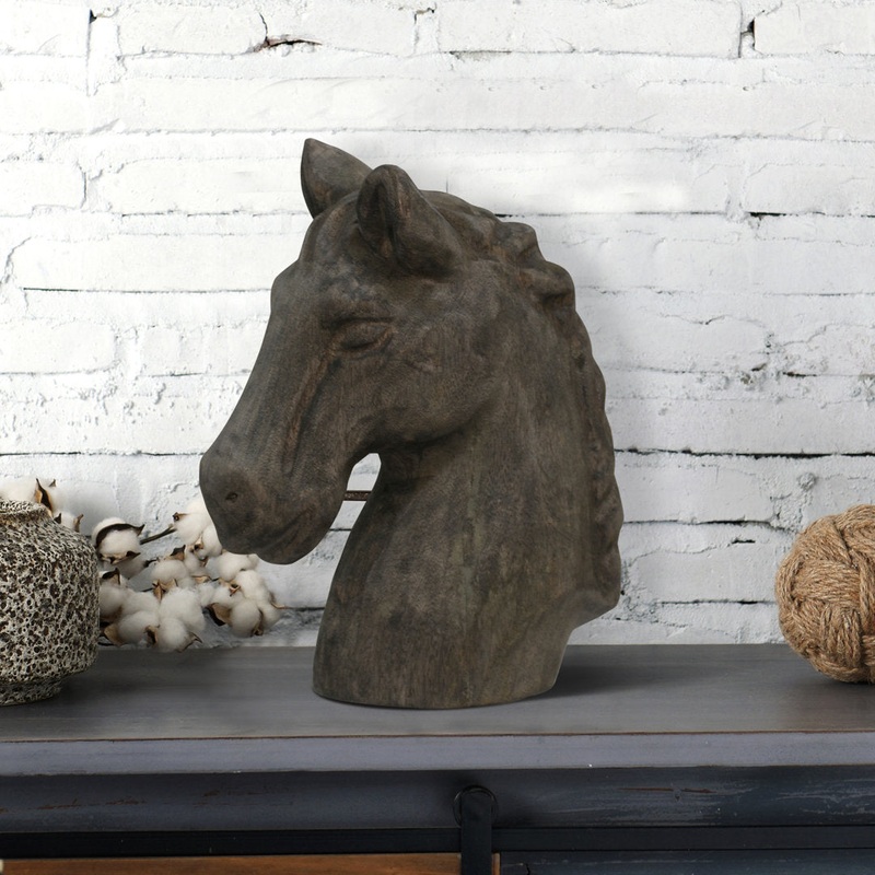 Brewton Horse Wood Carved Table Bust Lark Manor
