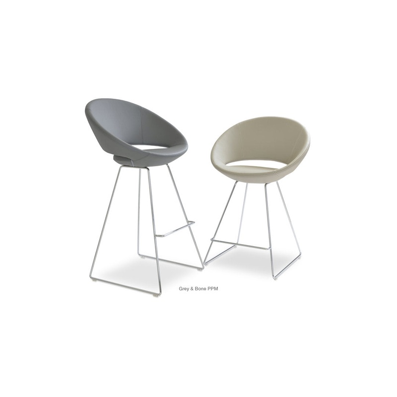 Crescent Wire Bar & Counter Stool sohoConcept Upholstery: Bone Faux Leather, Seat Height: Bar Stool (29″ Seat Height)