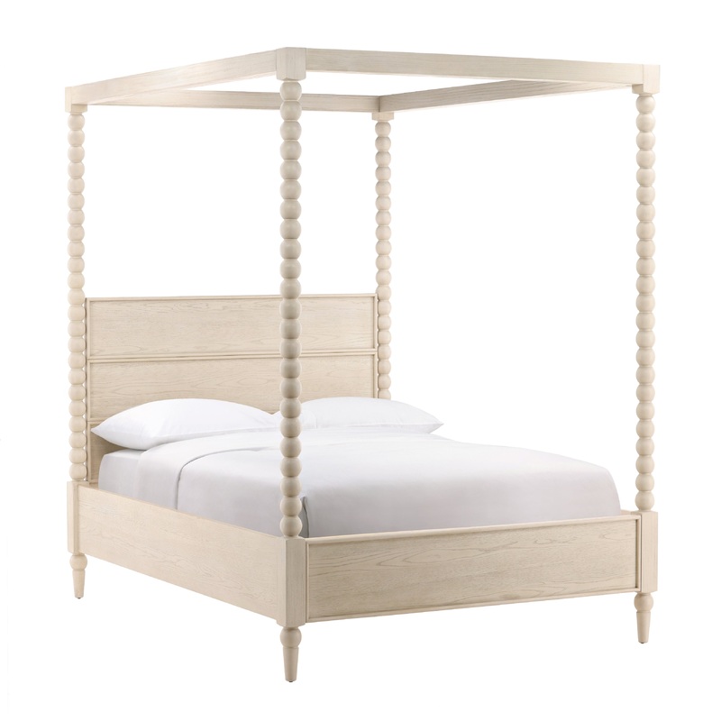 Serene Slumber Retreat – Rustic Queen Bed in Whitewashed Style