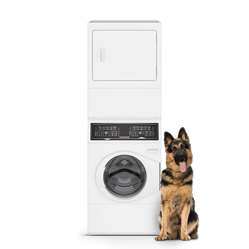 Speed Queen SF7007WG SF7 Stacked White Washer – Gas Dryer with Pet Plus  Sanitize  Fast Cycle Times  5-Year Warranty