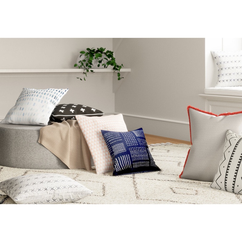 Square Cotton Pillow Cover & Insert Pillow Perfect Color: Cream/Gray