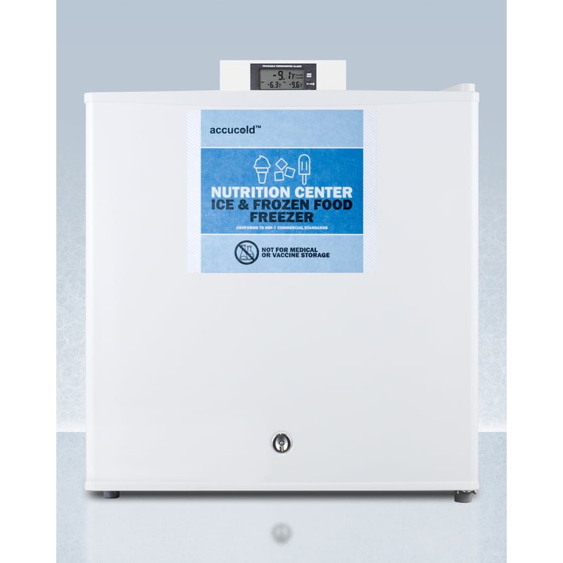 Summit FS24L7NZ Commercially Approved Nutrition Center Series Compact All-Freezer In White With Front Lock And Nist Calibrated Digital Temperature Display