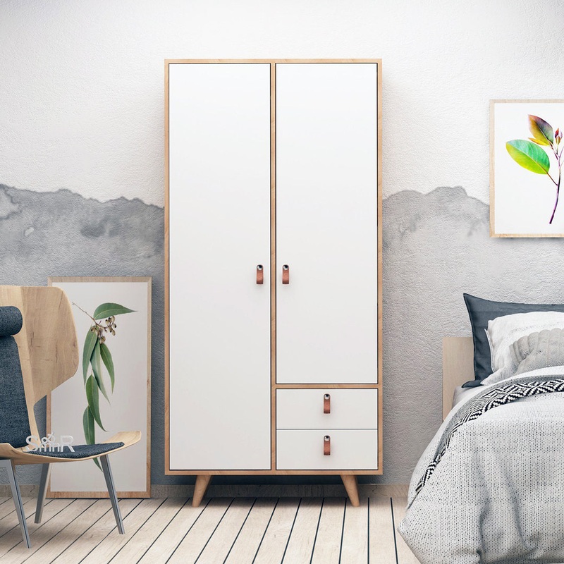 Armoire East Urban Home Color (Body/Front): Oak/White