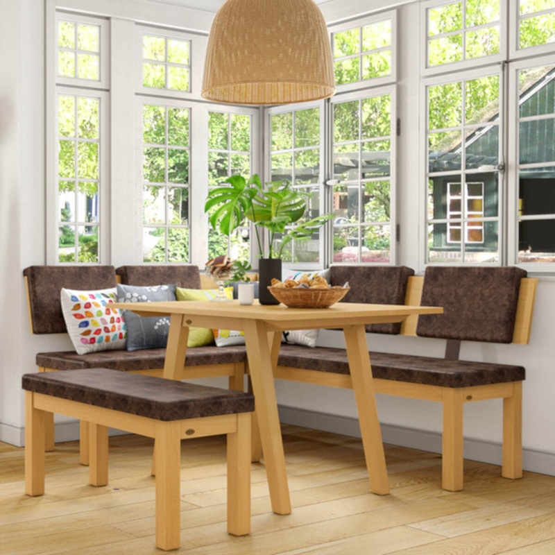 Desouza 3 – Piece Pine Solid Wood Breakfast Nook Dining Set Brayden Studio Finish: Almond