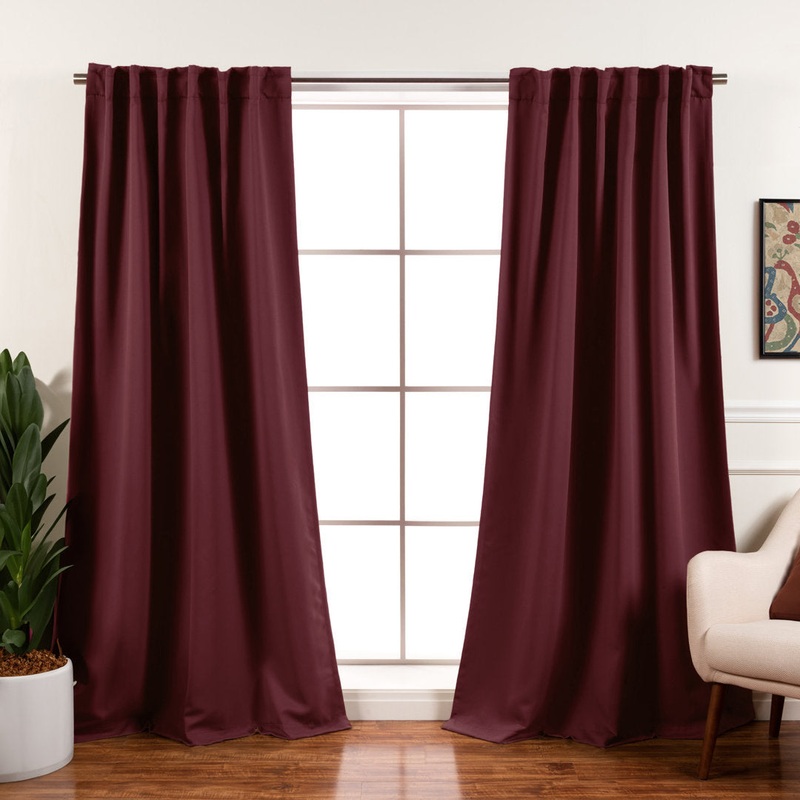 Bantam Solid Blackout Thermal Rod Pocket Curtain Panels (Set of 2) Ebern Designs Curtain Color: Mulberry Size per Panel: 52″ W x 96″ L