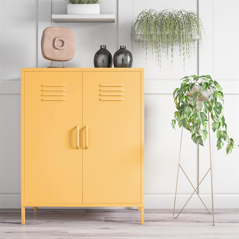 Cache 2 – Door Metal Accent Cabinet Novogratz Color: Yellow