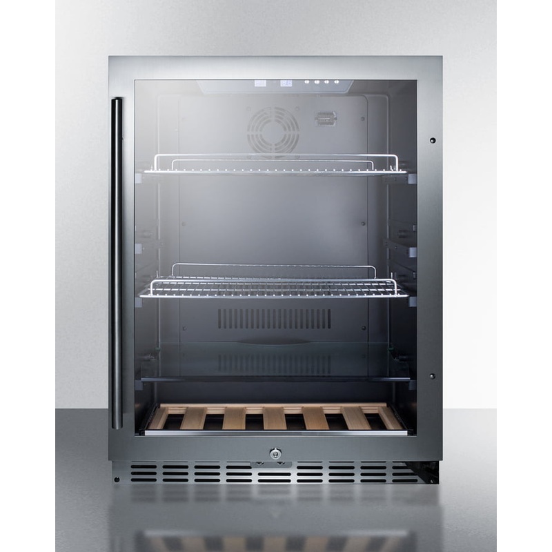 Summit SCR2466PUBCSS Built-In Undercounter Craft Beer Pub Cellar With Seamless Stainless Steel Trimmed Glass Door, Digital Controls, Lock, And Stainless Steel Cabinet