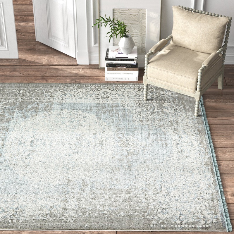 Teadora Gray/Light Blue/Ivory Area Rug Bungalow Rose Rug Size: Rectangle 4’1″ x 6’1″