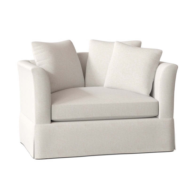 Charlene 50″ Wide Armchair Highland Dunes Body Fabric: Sugarshack Glacier, Throw Pillow Fabric: Bocci Spring