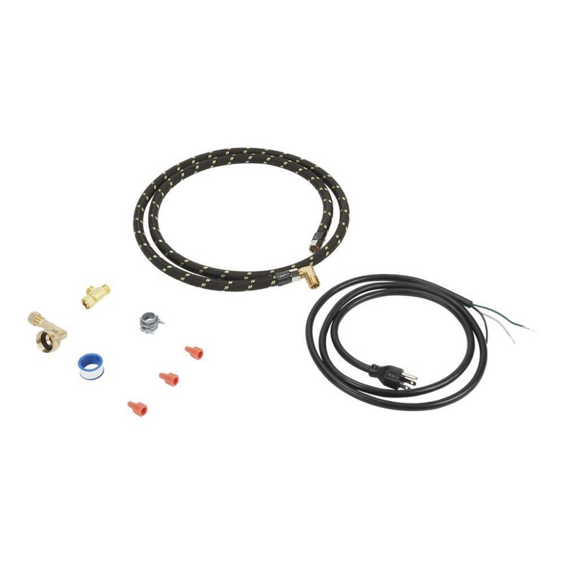 Whirlpool 8212488RC Dishwasher Water Line Installation Kit with 6′ braided hose, 3/8″ compression fitting, washers, and 5′ 3-prong cord
