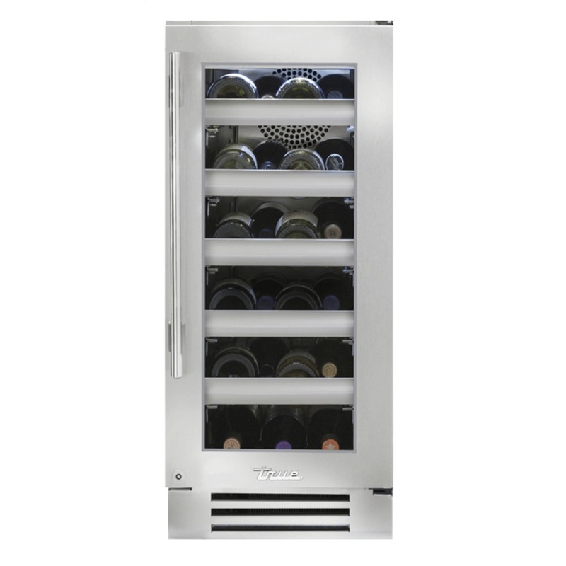 True Residential TWC15RSGC 15 Inch Single Zone Stainless Glass Door Right Hinge Undercounter Wine Cabinet