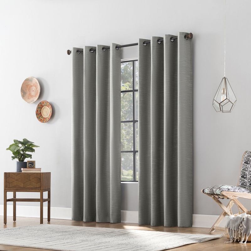 Attiya Textured Linen Blend Blackout Grommet Curtain Panel Wade Logan Curtain Color: Gray Size per Panel: 50″ W x 63″ L