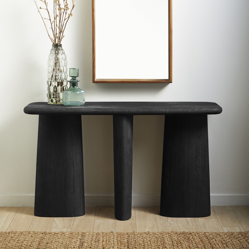 Eco-Modern Artisanal Oak Console Table – Graphite Finish