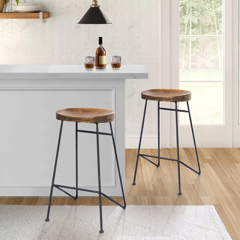 Travon Solid Wood 28″ Bar Stool Union Rustic