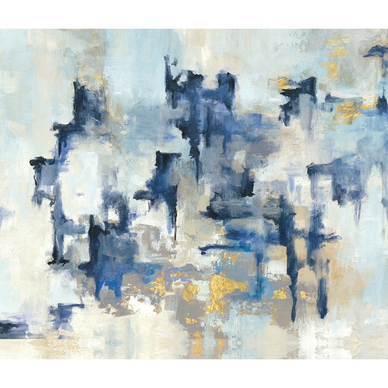 Abstract Navy Gold Paint – Wrapped Canvas Painting Print Mercury Row Frame Color: White Size: 12″H x 18″W Format: Framed Print with Mat