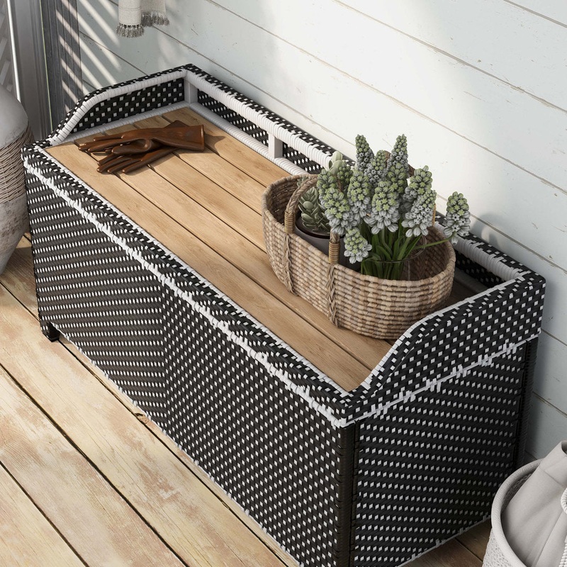 Angelah Tides Wicker Storage Bench Lark Manor Color: Black