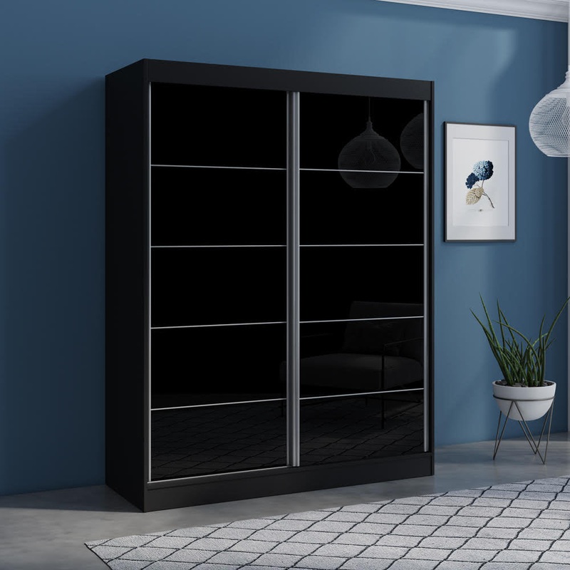 Charlisha Small Armoire Wade Logan Color: Black Size: 80″ H x 47″ W x 26″ D