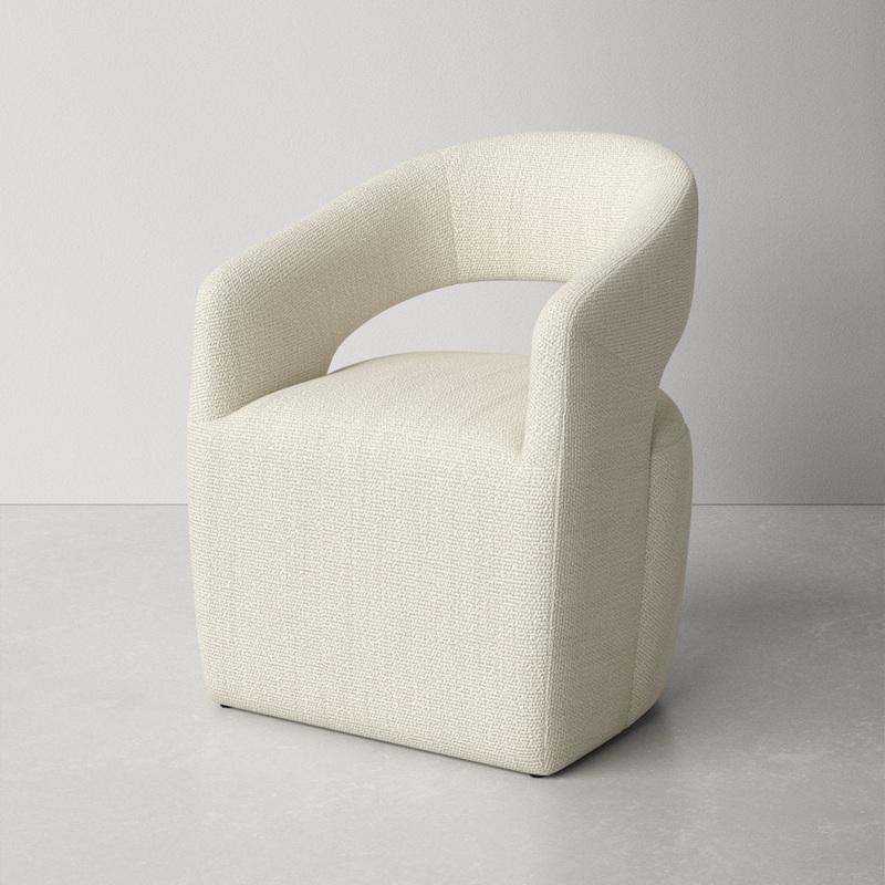 Camino Performance Fabric Rolling Arm Chair AllModern Upholstery Color: Off White Boucle