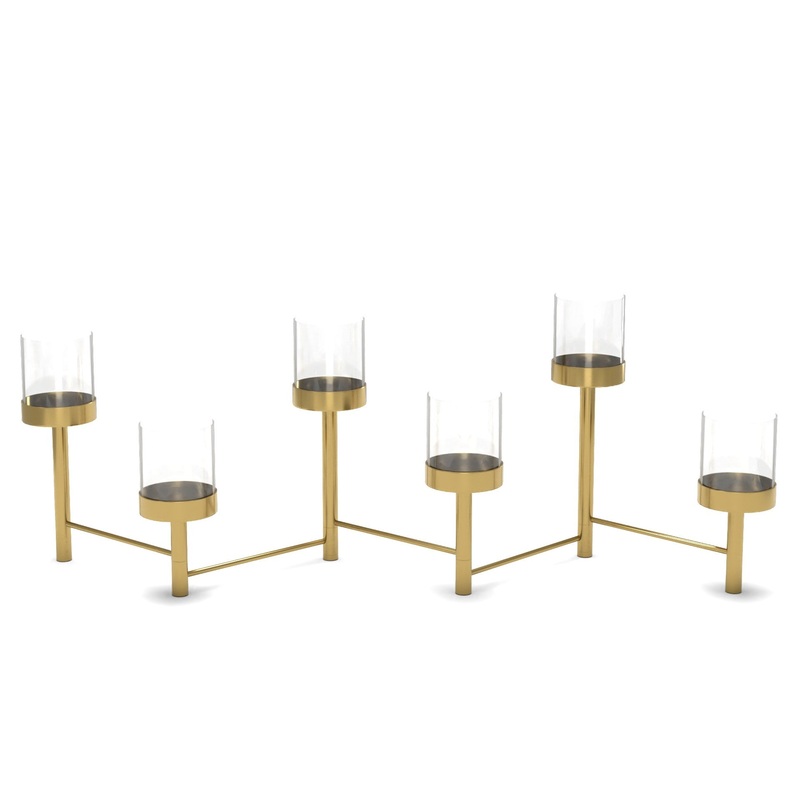 Cortlandt Centerpiece Candle Holder 6 Votive – Polished Brass