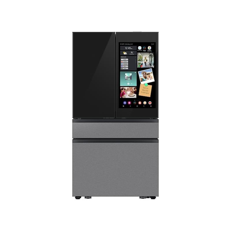 Samsung RF90F23AECR Bespoke 23 cu. ft. Counter Depth 4-Door French Door Refrigerator with AI Family Hub+ & AI Vision Inside in Charcoal Glass and Stainless Steel