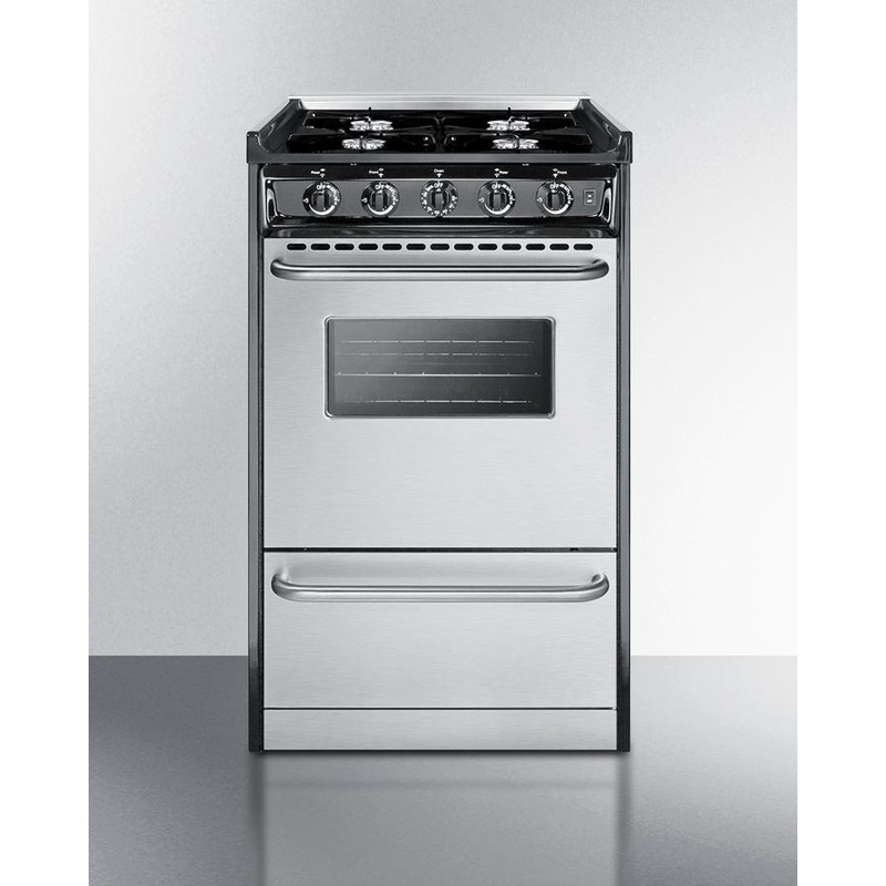 Summit TNM1107BRW 20″ Wide Gas Range, Open Burners