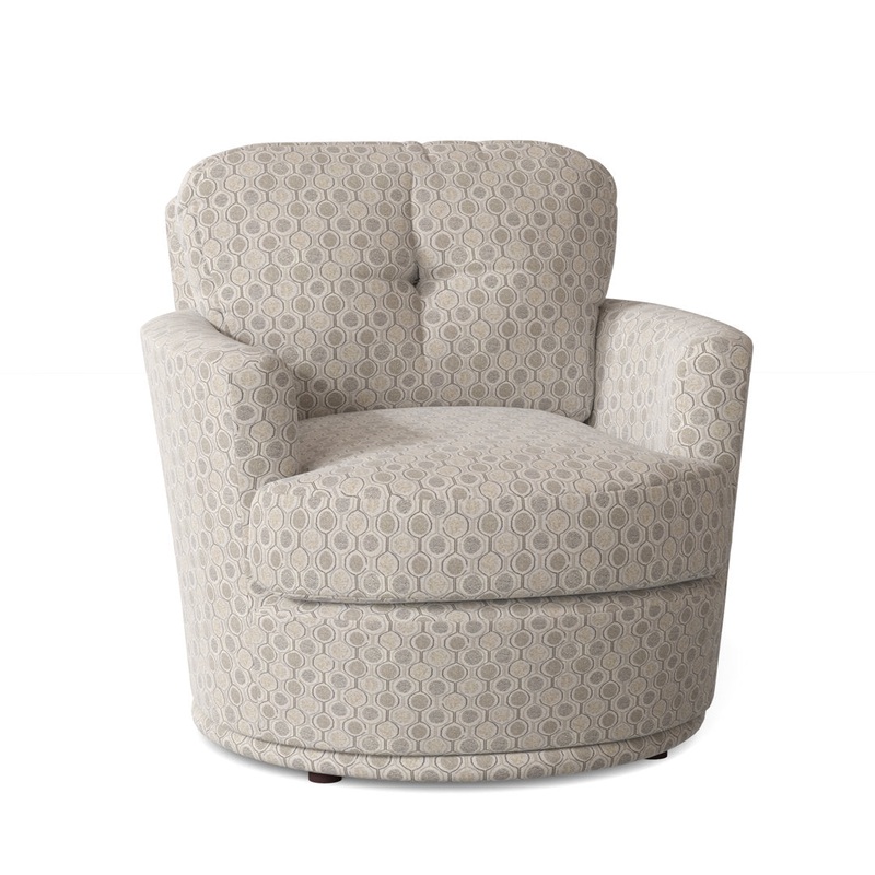 Towry 36″ Wide Tufted Swivel Armchair Wade Logan Fabric: Stonewash Grey Performance