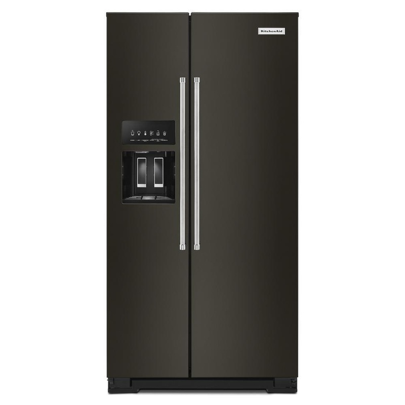 Kitchenaid KRSC703HBS 22.6 cu ft. Counter-Depth Side-by-Side Refrigerator with Exterior Ice and Water and PrintShield finish