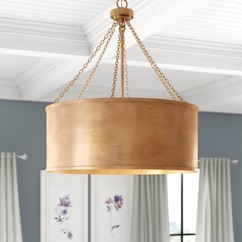 Soho 6 – Light Shaded Drum Chandelier Joss & Main Finish: Gold Patina