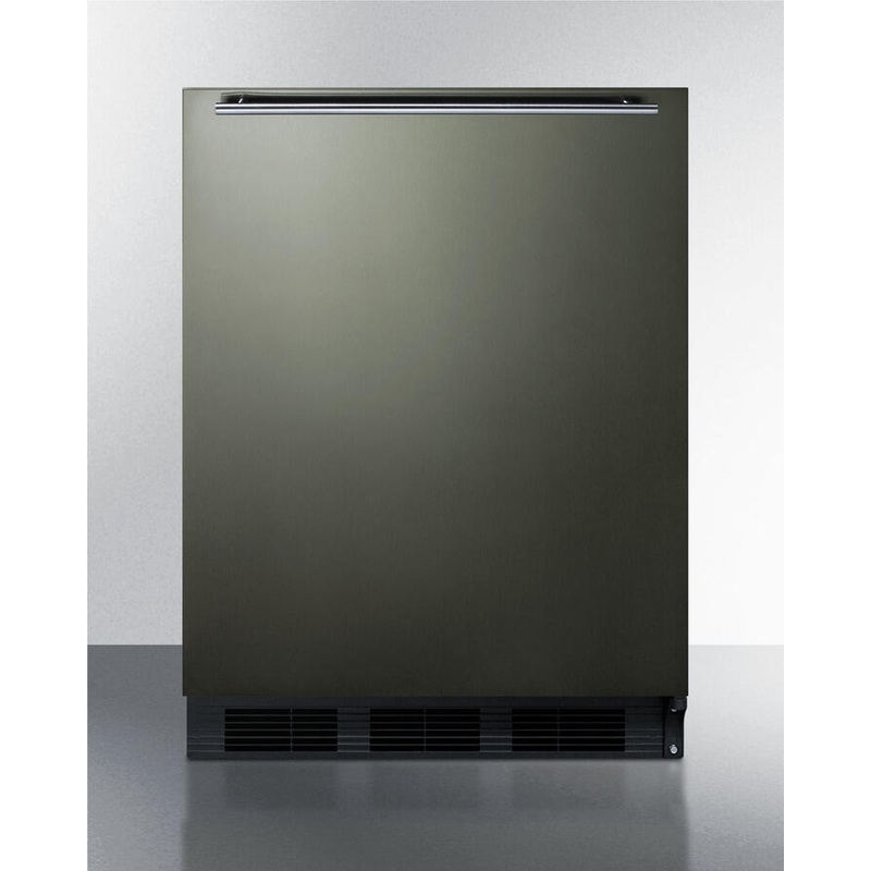 Summit CT663BBIKSHHADA Ada Compliant Built-In Undercounter Refrigerator-Freezer For Residential Use, Cycle Defrost W/Deluxe Interior, Black Stainless Steel Door, Horizontal Handle, And Black Cabinet