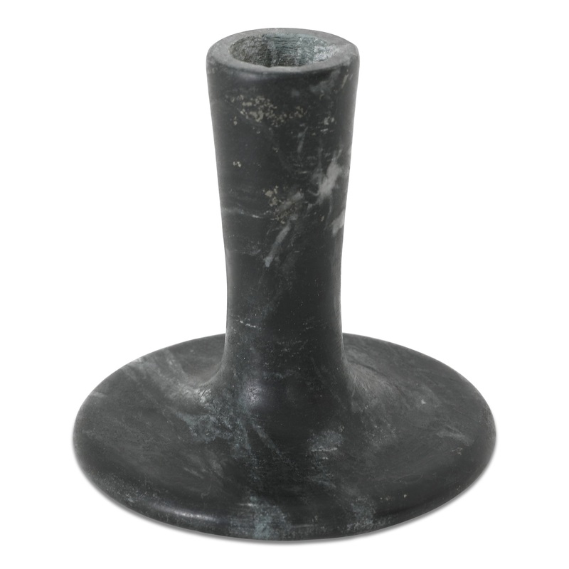 Vintage-Inspired Brown Torrent Marble Short Candle Stand