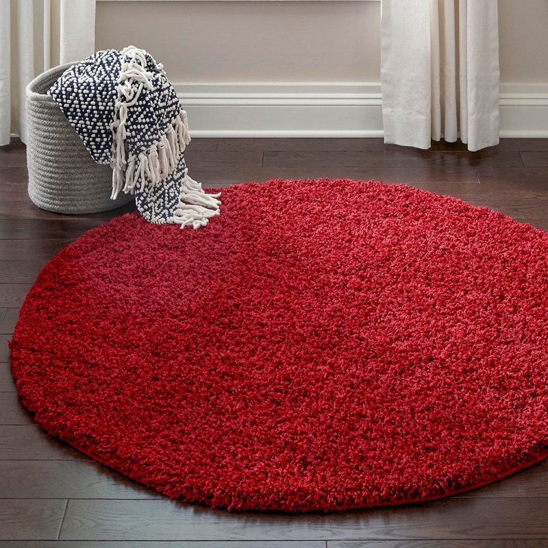 Angeline Cherry Red Area Rug Ebern Designs Rug Size: Round 3’3″
