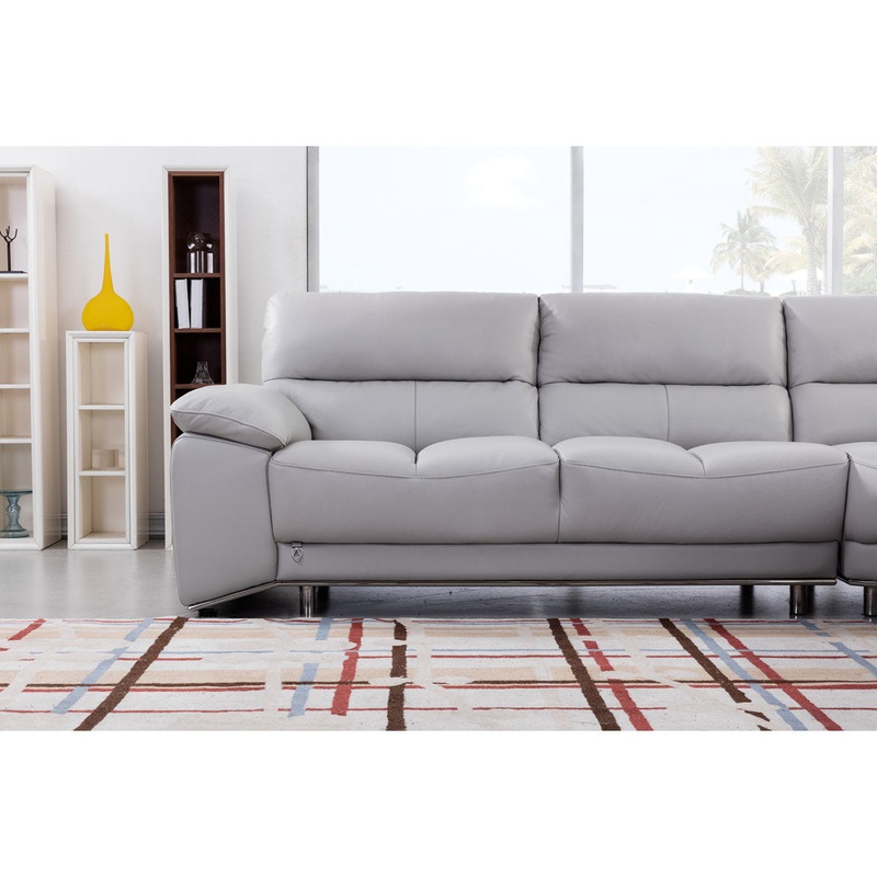 Argenziano 111″ Wide Genuine Leather Symmetrical Modular Corner Sectional Orren Ellis
