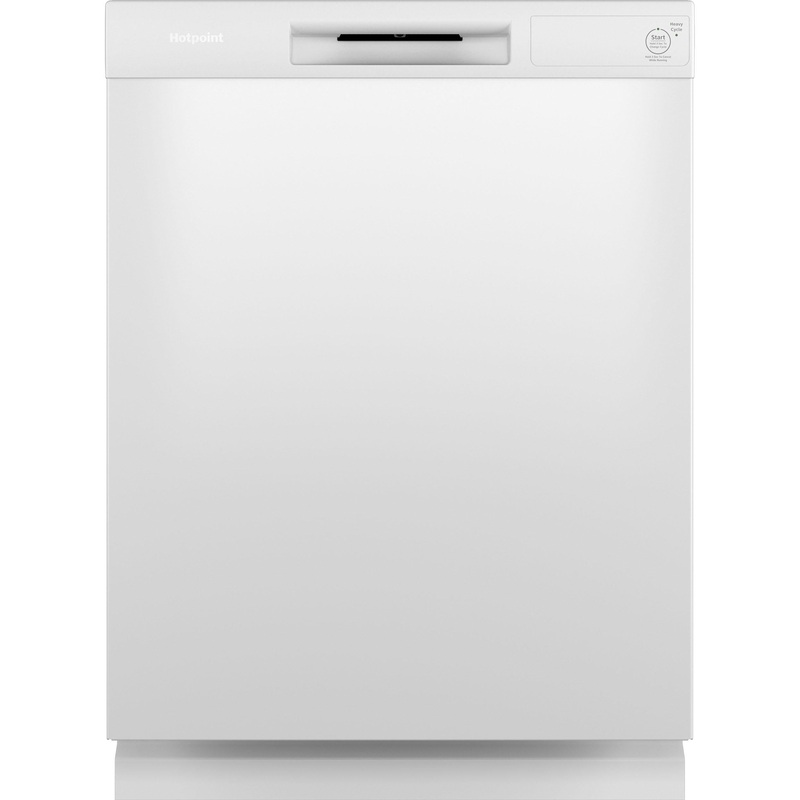 HDF310PGRWW Hotpoint One Button Dishwasher with Plastic Interior