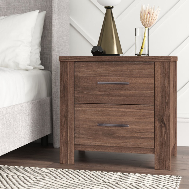 Van Maanen 2 Drawer Nightstand in Brown Mercury Row