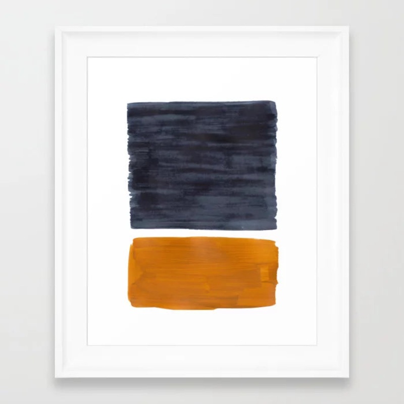 Minimalist Mid Century Modern Colorful with frame 24″ x 36″