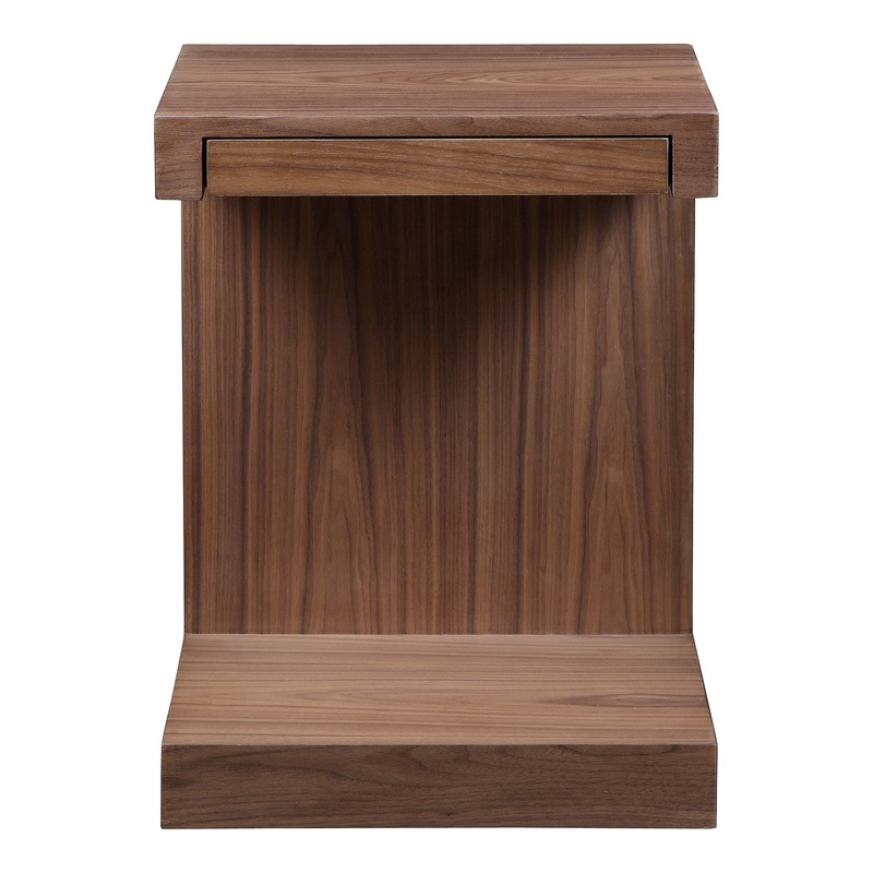 Modern Solid Wood Side Table with Hidden Drawer