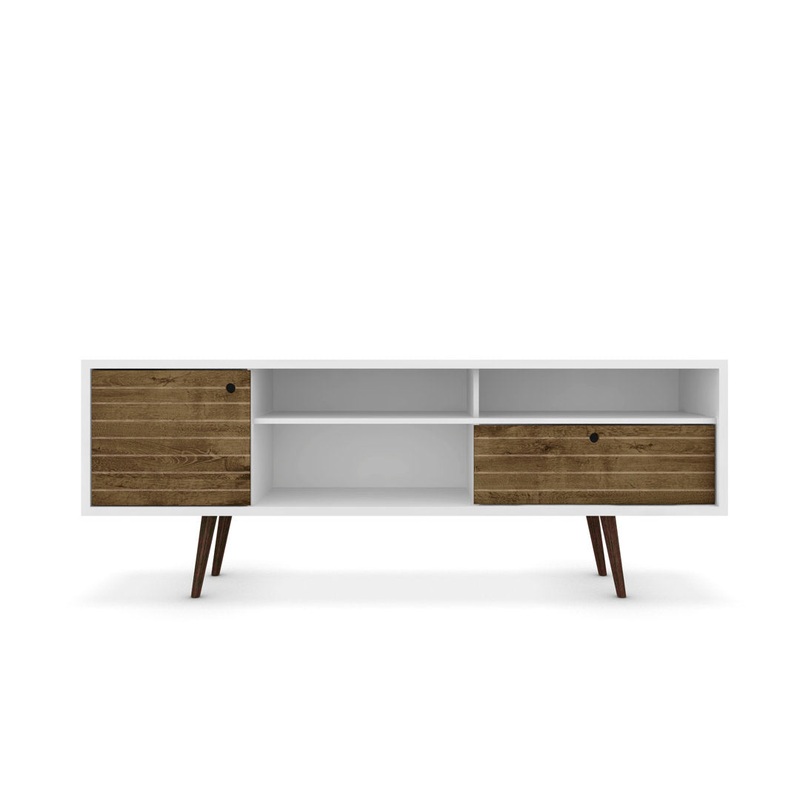 Darryl TV Stand Zipcode Design Color: White/Rustic Brown